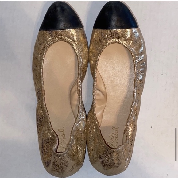 Loeffler Randall | Gold and Black Leather Ballet Flats